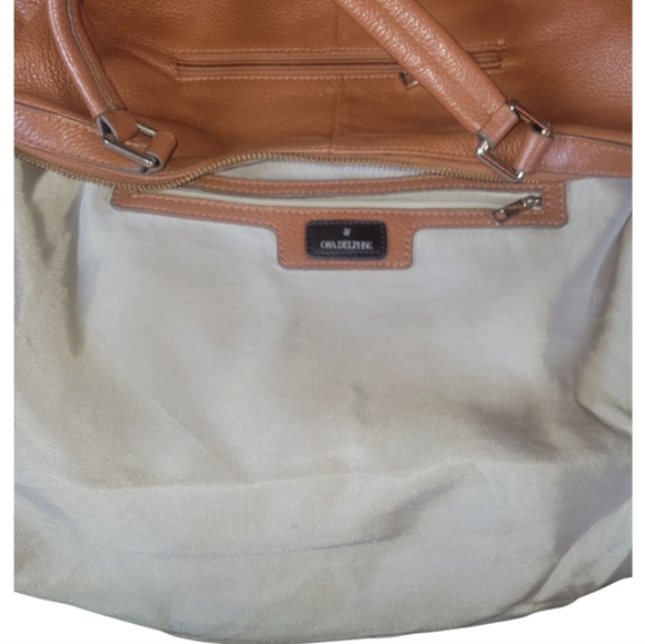 Ora Delphine Adele Brown/Tan Leather Double Handle Satchel - Picture 9 of 15